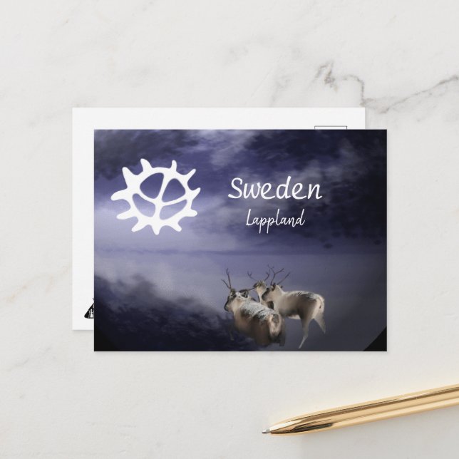 Cartão Postal Renar på fjäll vinter (Frente/Verso In Situ)