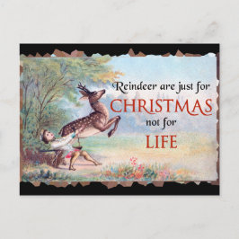 Cartão Postal Renas são apenas para o Natal Piada Vintage