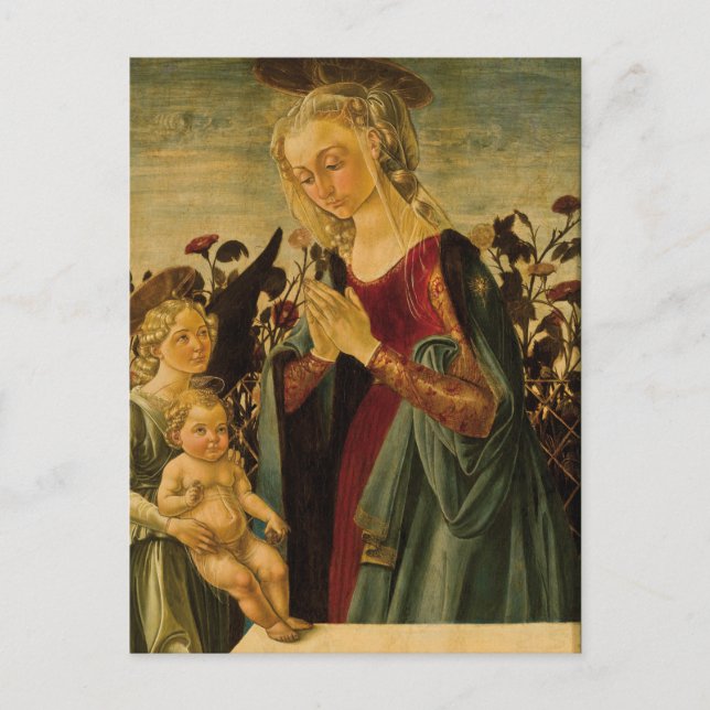 Cartão Postal Renascença italiana Madonna, Child and Angel (Frente)