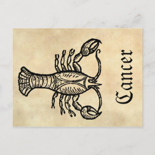 Cartão Postal Renascentista medieval Símbolo Zodiac Cancer