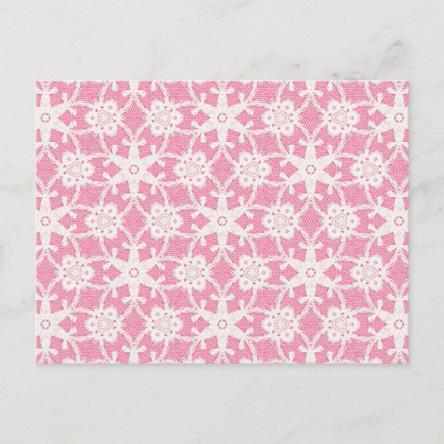 Cartão Postal Renda antiga - branca e rosa (Frente)