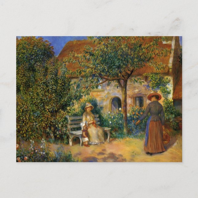 Cartão Postal Renoir: Cena do Jardim na Bretanha (Frente)