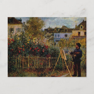 Cartão Postal Renoir Claude Monet pintando em seu jardim em Arge
