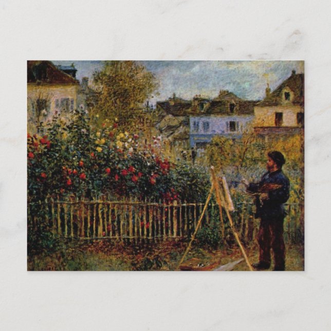 Cartão Postal Renoir Claude Monet pintando em seu jardim em Arge (Frente)
