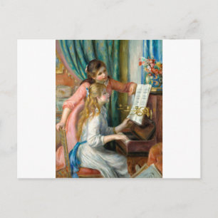 Cartão Postal Renoir Duas Meninas ao Piano Impressão Música Arte