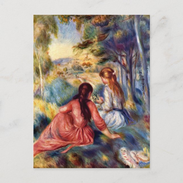 Cartão Postal Renoir: Duas Meninas Sentadas na Grama (Frente)