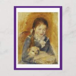 Cartão Postal Renoir, Jovem Garota com Cachorro, Bela Arte, Cart