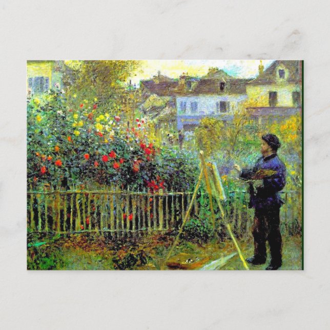 Cartão Postal Renoir - Monet Painting em Seu Jardim, (Frente)