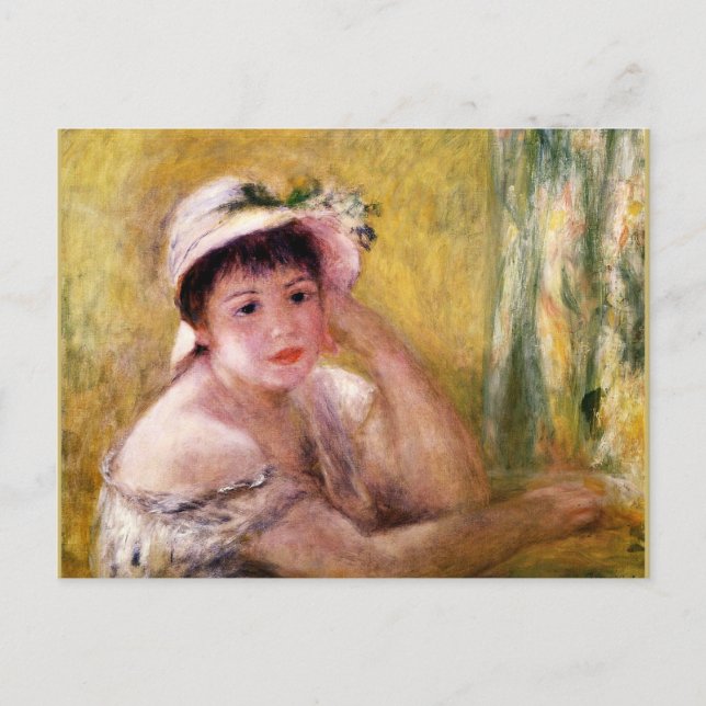Cartão Postal Renoir, Mulher com Chapéu de Palha (Frente)