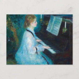 Cartão Postal Renoir Mulher na Pintura Piano de Belas Artes