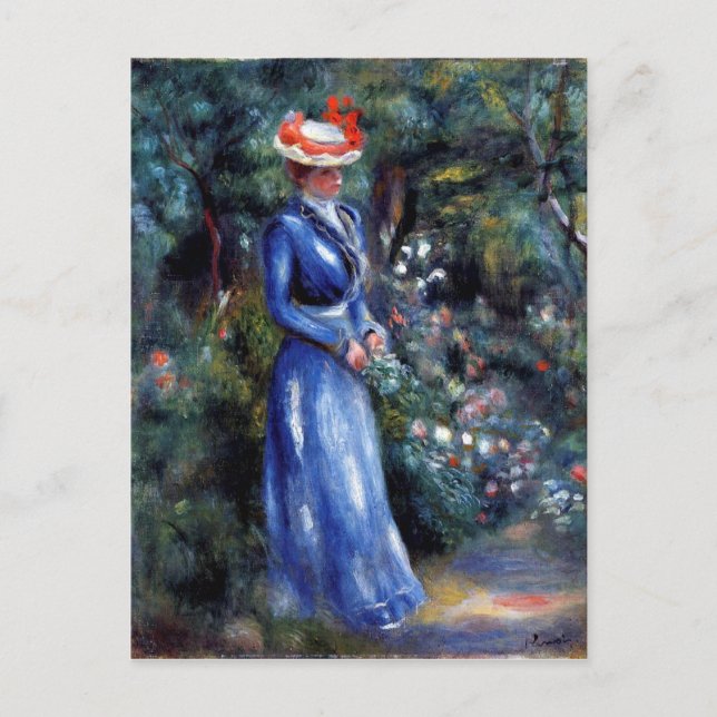 Cartão Postal Renoir - Mulher num Vestido Azul (Frente)