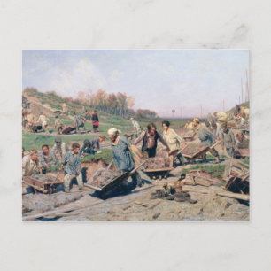 Cartão Postal Reparo funciona na linha férrea, 1874