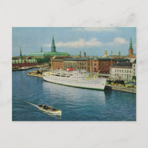 Cartão Postal Réplica Vintage Dinamarca, navio de cruzeiro, Cop