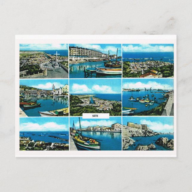 Cartão Postal Réplica vintage, Sète, Sul da França (Frente)