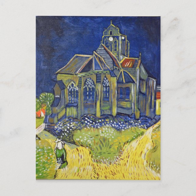 Cartão Postal Reprodução de arte Van Gogh, Igreja de Auvers (Frente)