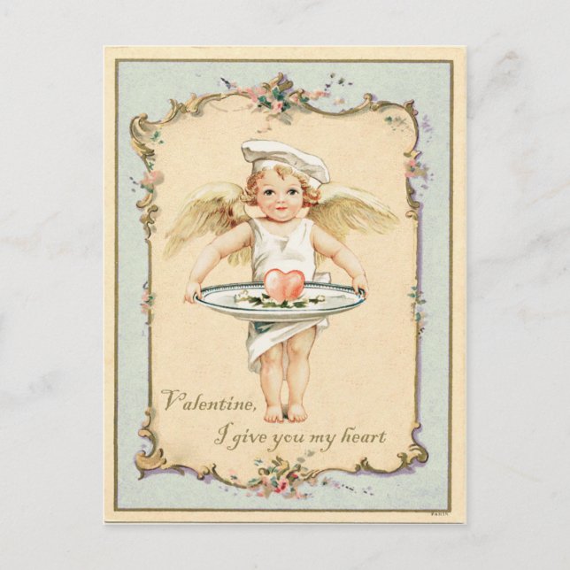 Cartão Postal Reprodução de Cupid Angel Heart Vintage (Frente)