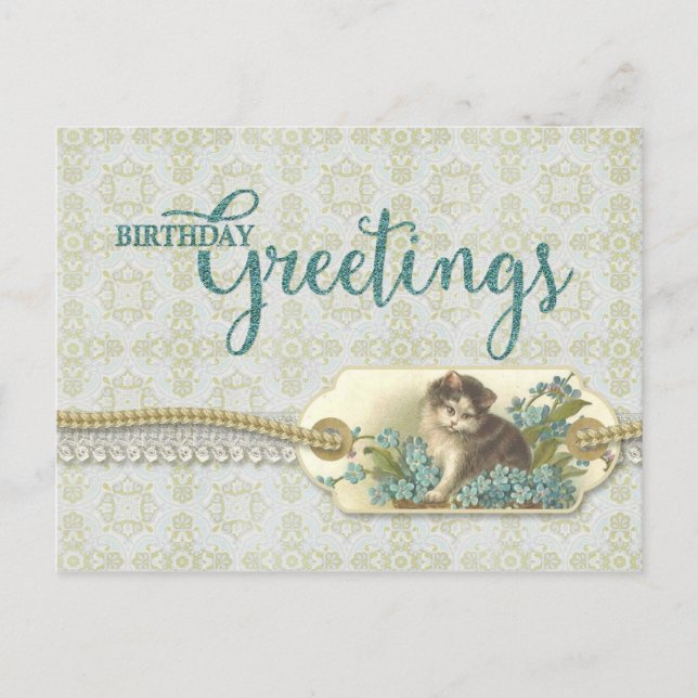 Cartão Postal Reprodução de Gatinhos Vintage (Frente)