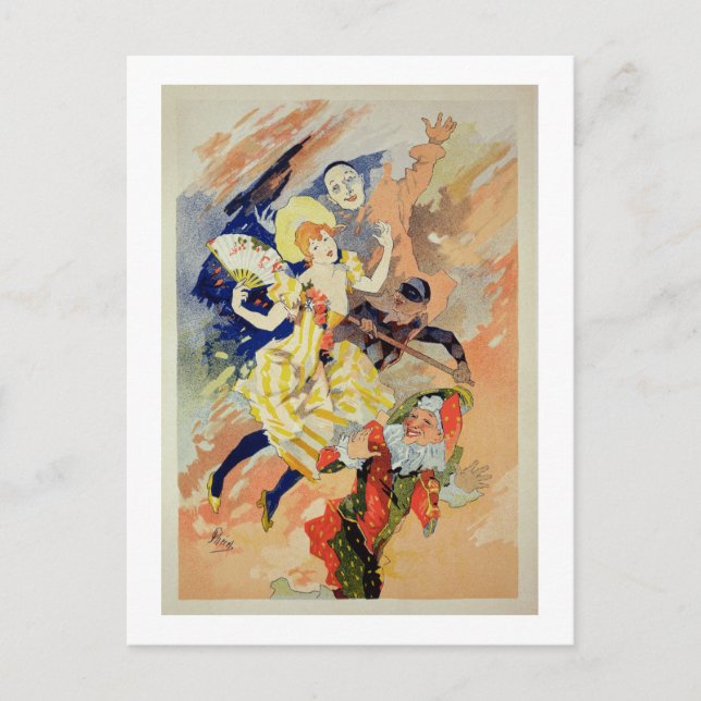 Cartão Postal Reprodução de poster para pantomima, 1891 (co (Frente)