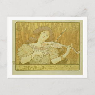 Cartão Postal Reprodução de um poster publicitário "Violin Lesso