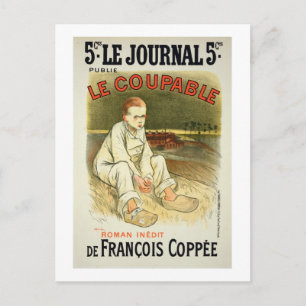 Cartão Postal Reprodução de uma poster publicando o romance "Le