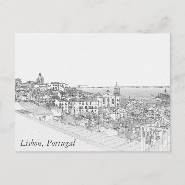 Cartão Postal Reprodução do Lápis de Alfama em Lisboa (Frente)