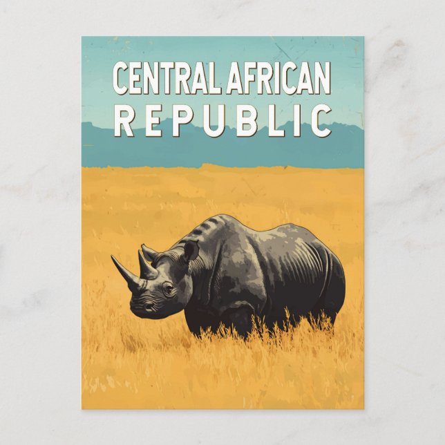 Cartão Postal República Centro-Africana Ilustração Viagem Arte (Frente)