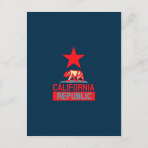 Cartão Postal República da Califórnia em Na moda Vermelho e Az