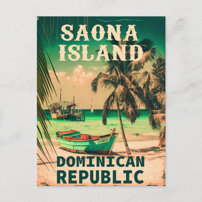 Cartão Postal República Dominicana da Ilha de Saona - Retro 60s (Frente)
