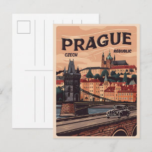 Cartão Postal república tcheca vintage viagem prague república t