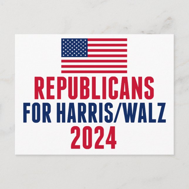 Cartão Postal Republicanos pela Harris Walz American Flag (Frente)
