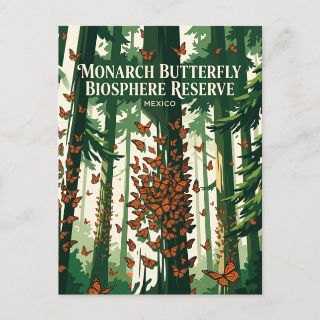 Cartão Postal Reserva da Biosfera Borboleta Monarca México (Frente)
