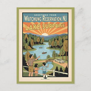 Cartão Postal Reserva Watchung Lake Surprise NJ Vintage