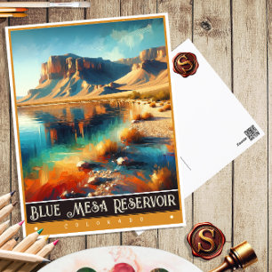 Cartão Postal Reservatório Blue Mesa, Colorado Pintura Vintage