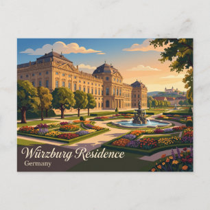 Cartão Postal Residência de Würzburg Alemanha