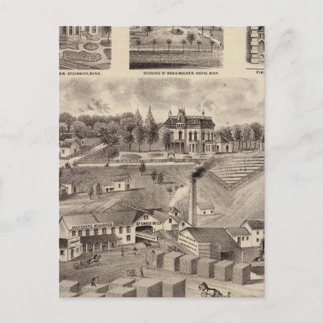 Cartão Postal Residência, estaleiro e Mills, Minnesota (Frente)