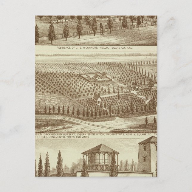Cartão Postal Residência, viveiro, estável, Visalia, Cal (Frente)