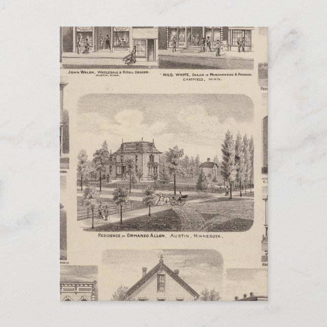 Cartão Postal Residências e empresas em Austin, Minnesota (Frente)