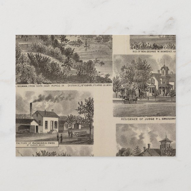Cartão Postal Residências e Fábrica em Minnesota (Frente)