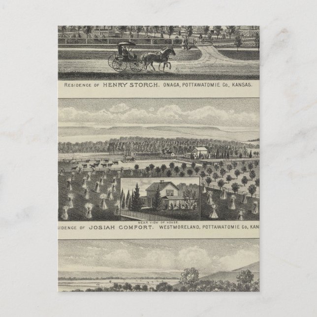 Cartão Postal Residências e Fazendas, Onaga, Kansas (Frente)
