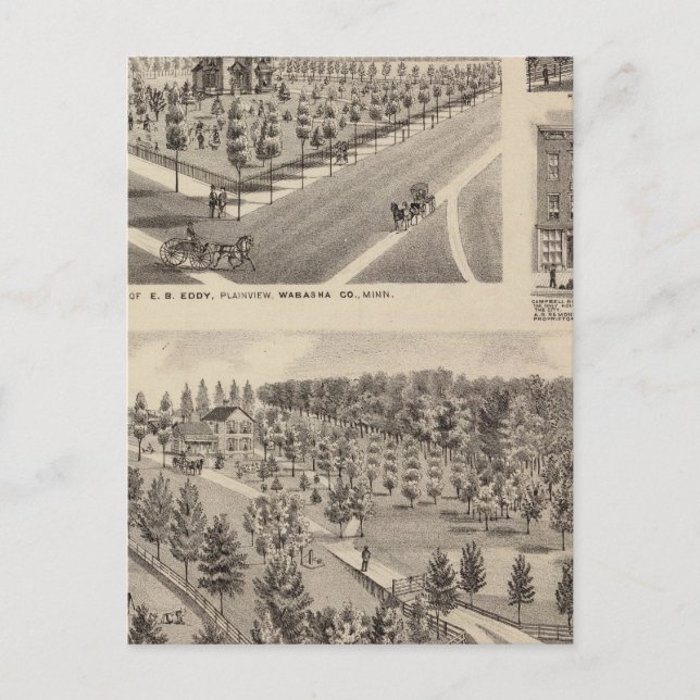 Cartão Postal Residências, Fazendas, Minnesota (Frente)