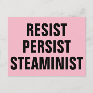 Cartão Postal Resistência a STEAMinist STEAM Resiste STEAM Rosa
