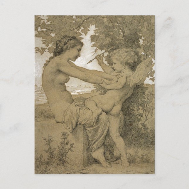 Cartão Postal Resistência do amor por Bouguereau (Frente)