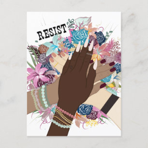 Cartão Postal Resistir Juntos - Arte Flaoral Feminista