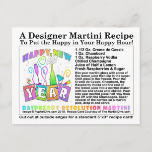 Cartão Postal Resolução de framboesa de ano novo Martini Receita