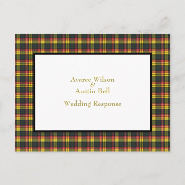 Cartão Postal Resposta de casamento Buchanan Tartan  (Frente)