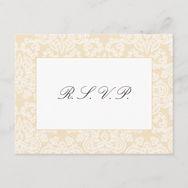 Cartão Postal Resposta de Casamento de Script Elegante de Lace P (Frente)