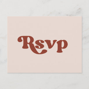 Cartão Postal Resposta de casamento rosa pêssego retrô elegante