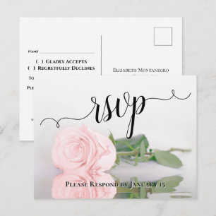 Cartão Postal Resposta de Casamento Rosa Refletindo Romântica