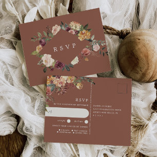 Cartão Postal Resposta de Escolha de Refeição de Casamento Flora