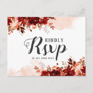 Cartão Postal Resposta de Escolha de Refeição de Casamento Flora